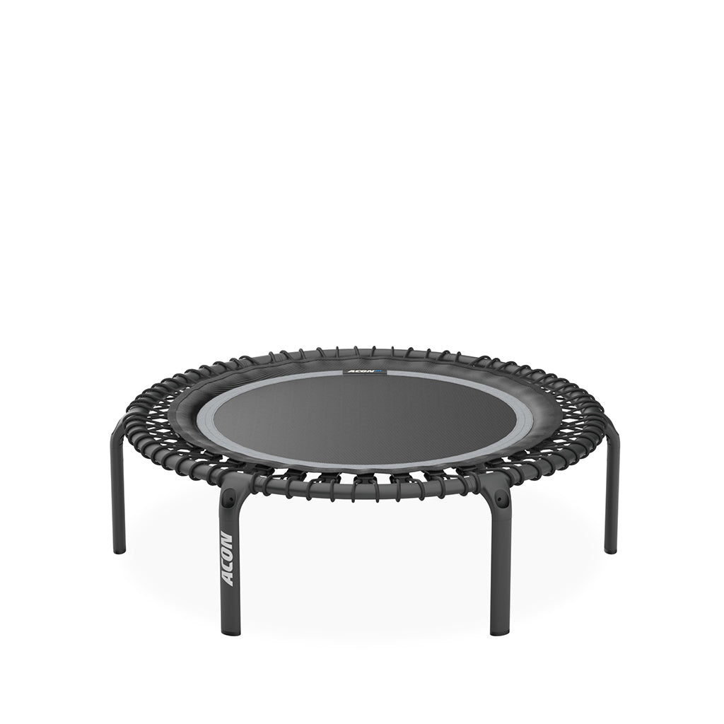 Trampoline rond noir ACON FIT 1,12m avec base blanche.