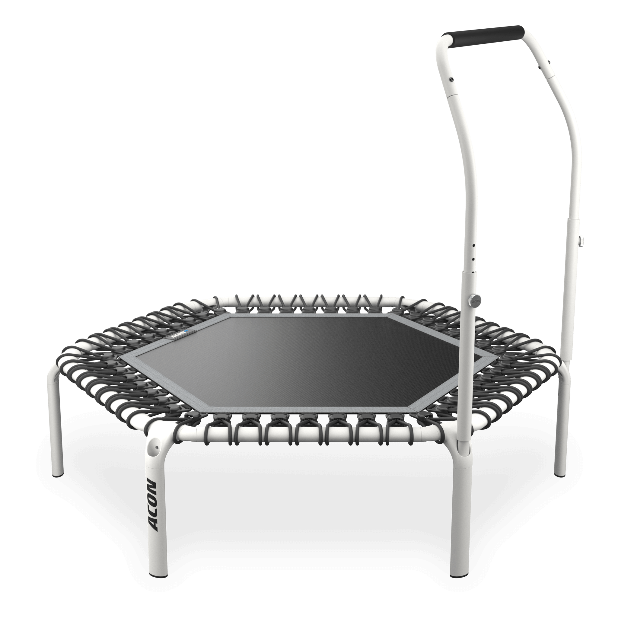 Trampoline de fitness hexagonal ACON Fit 1,41 m avec poignée Active, blanc.