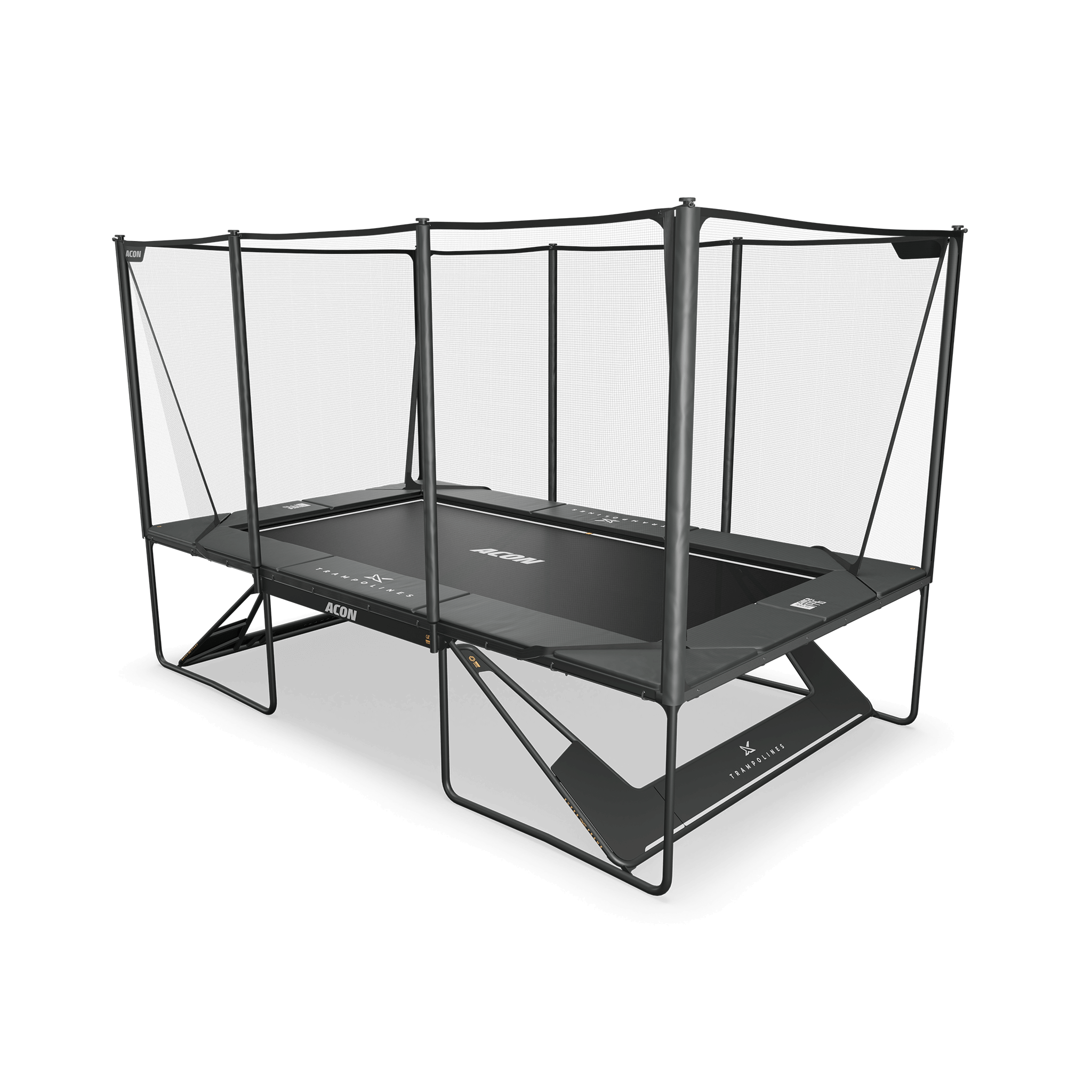 ACON X Trampoline rectangulaire de 17 pieds avec filet et échelle, noir. & 10111-X-BL