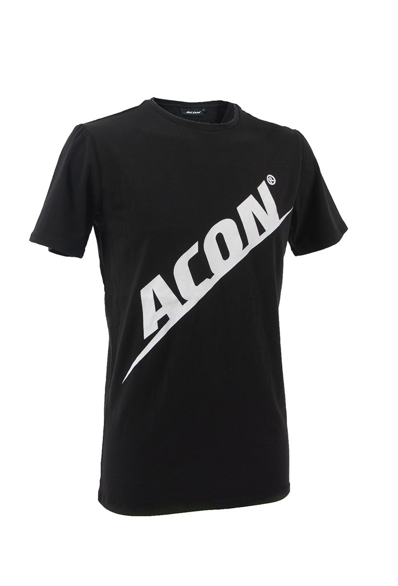 T-shirt ACON Regular, noir avec un logo blanc
