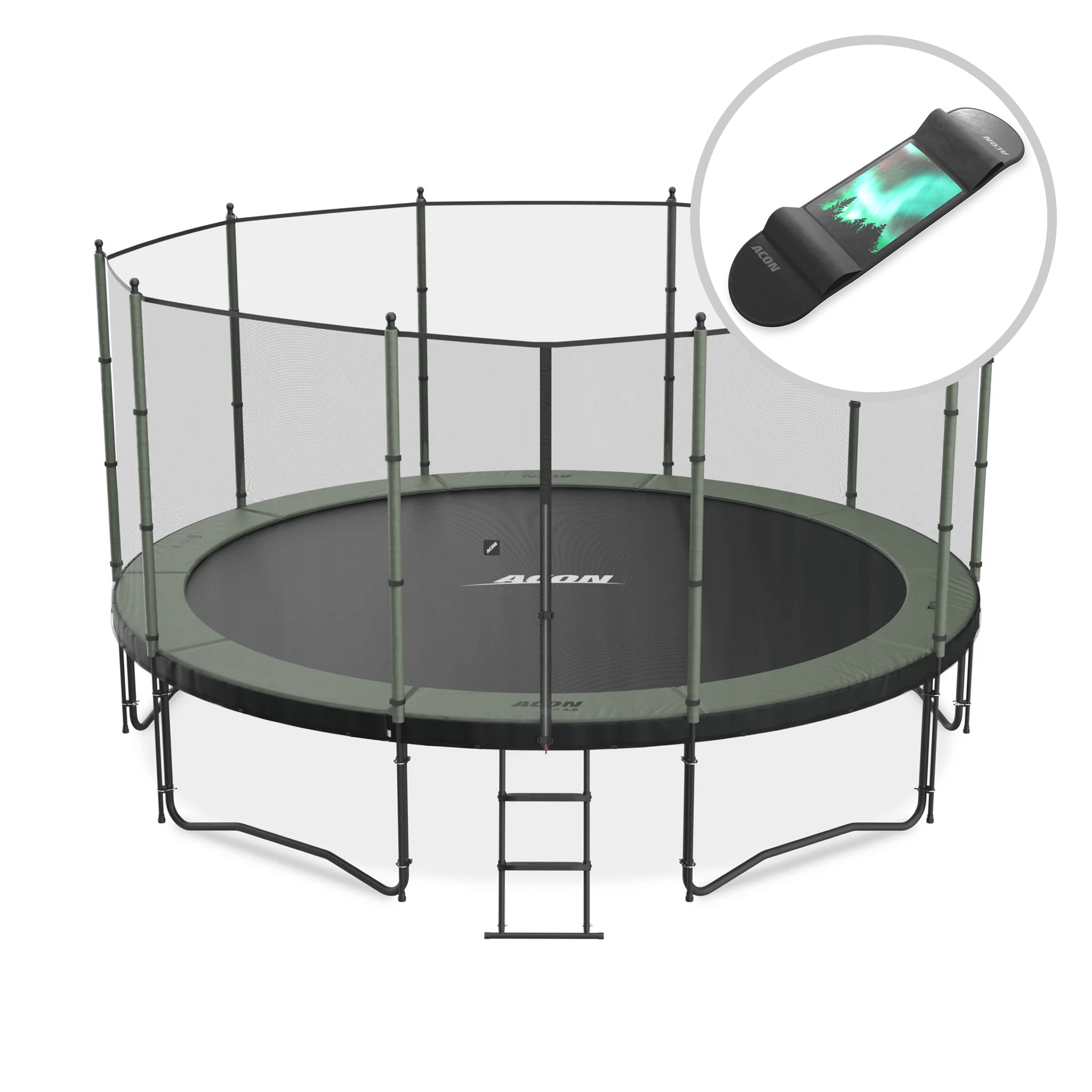 Trampoline ACON Air 4,6m avec enceinte standard + Skateboard.
