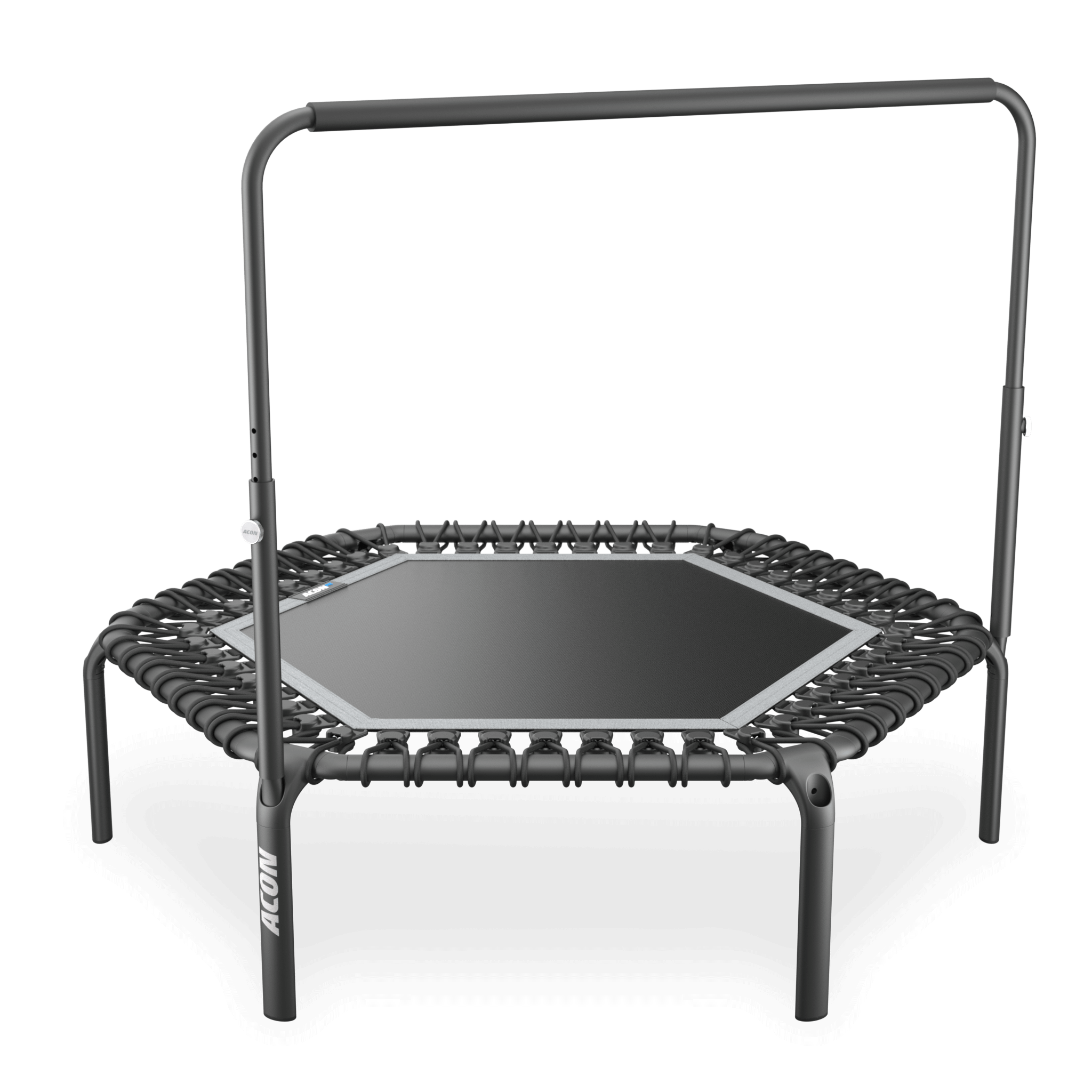 Trampoline de fitness hexagonal ACON Fit 1,41 m avec poignée Balance, noir.
