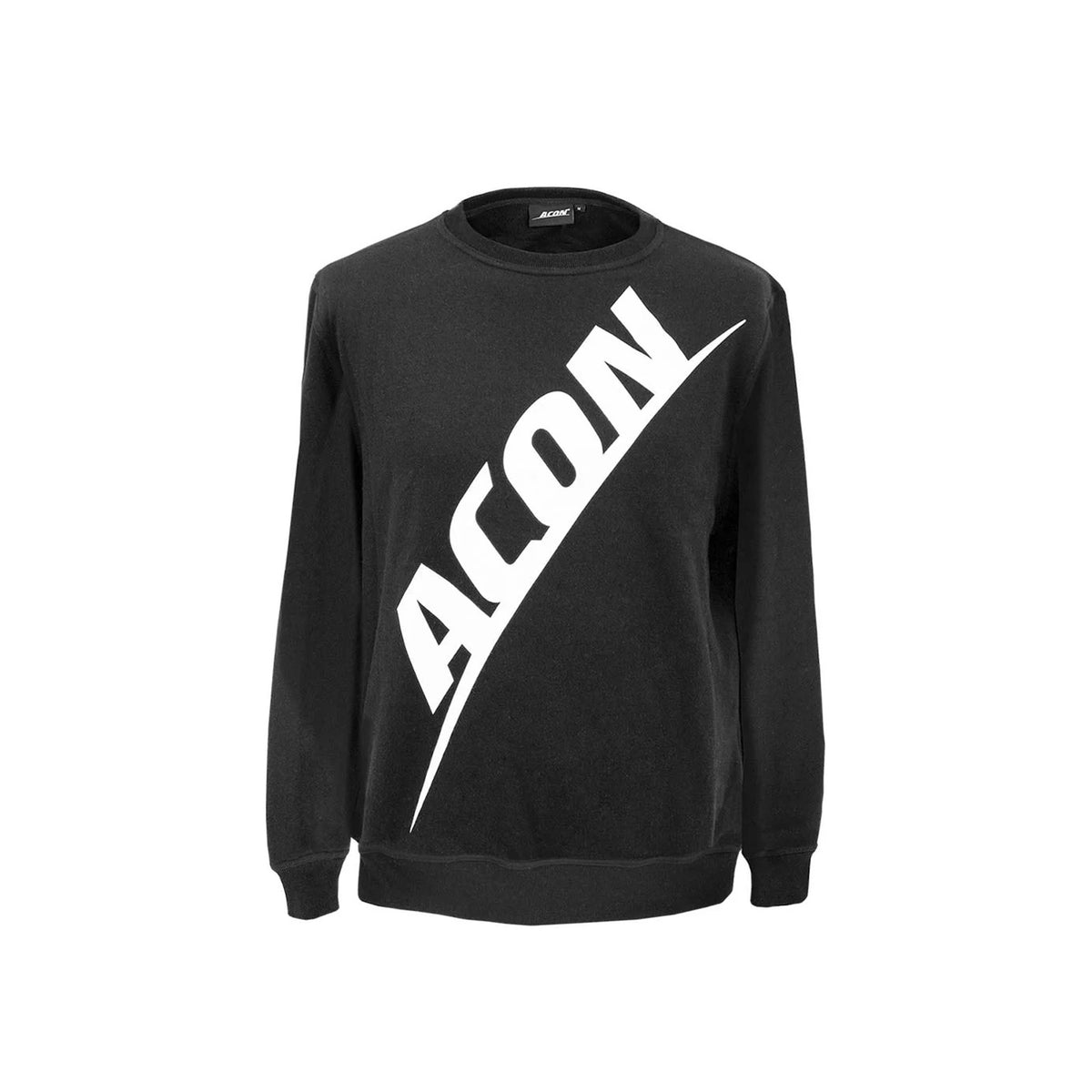 Sweat-shirt ACON noir vu de face sur fond blanc.