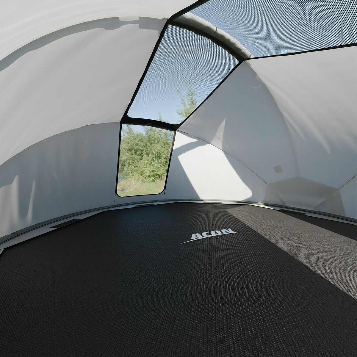 Tente de trampoline Acon pour trampoline intérieur sur trampoline portes ouvertes