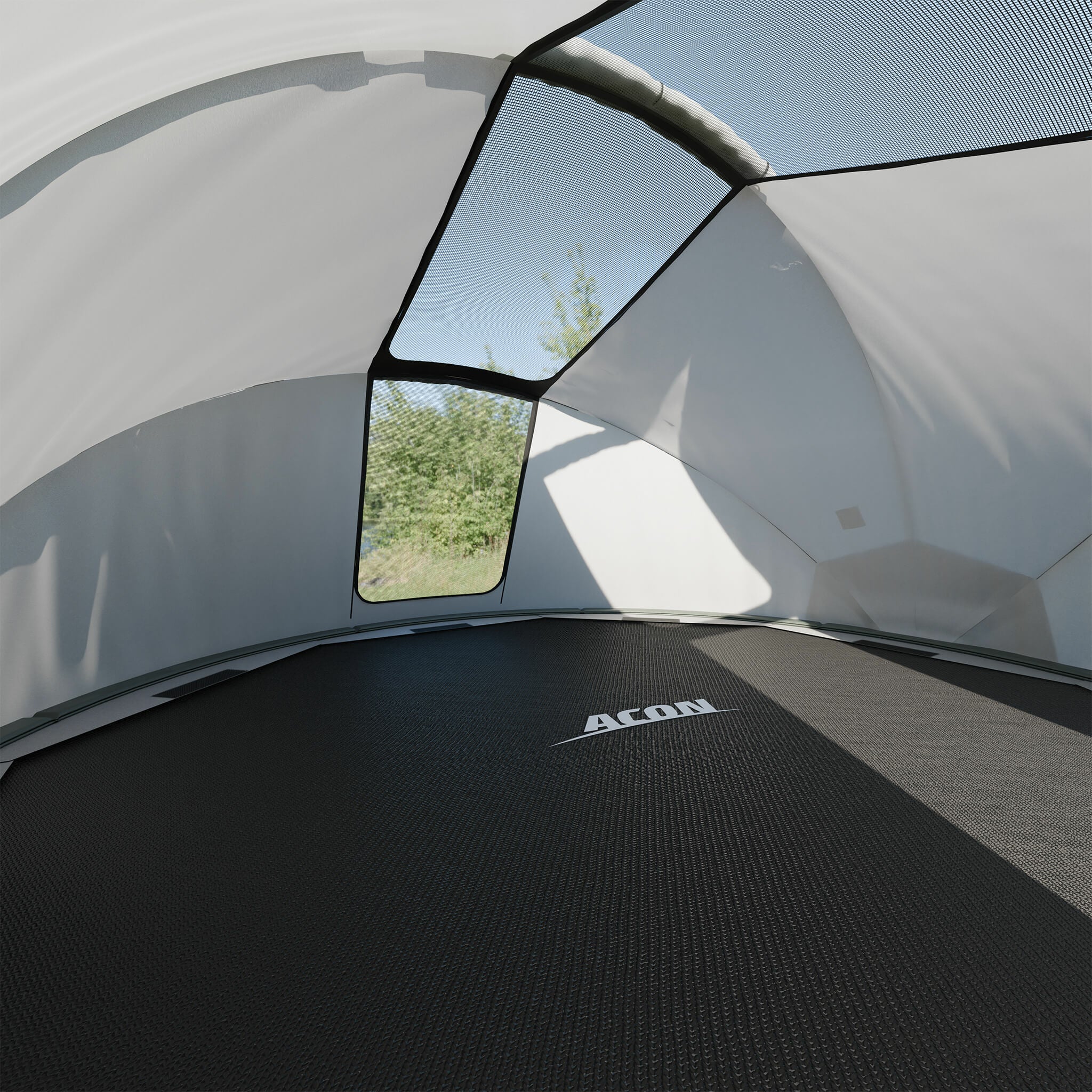 Tente de trampoline Acon pour trampoline intérieur sur trampoline portes ouvertes