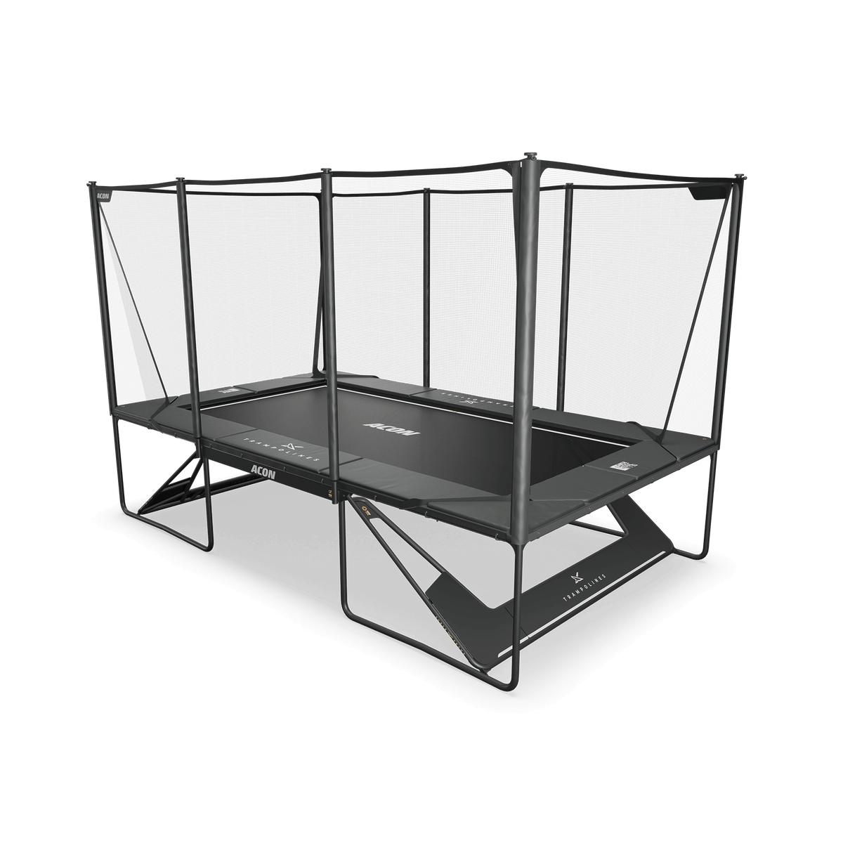 ACON X Trampoline rectangulaire de 17 pieds avec filet et échelle, noir. & 10111-X-BL