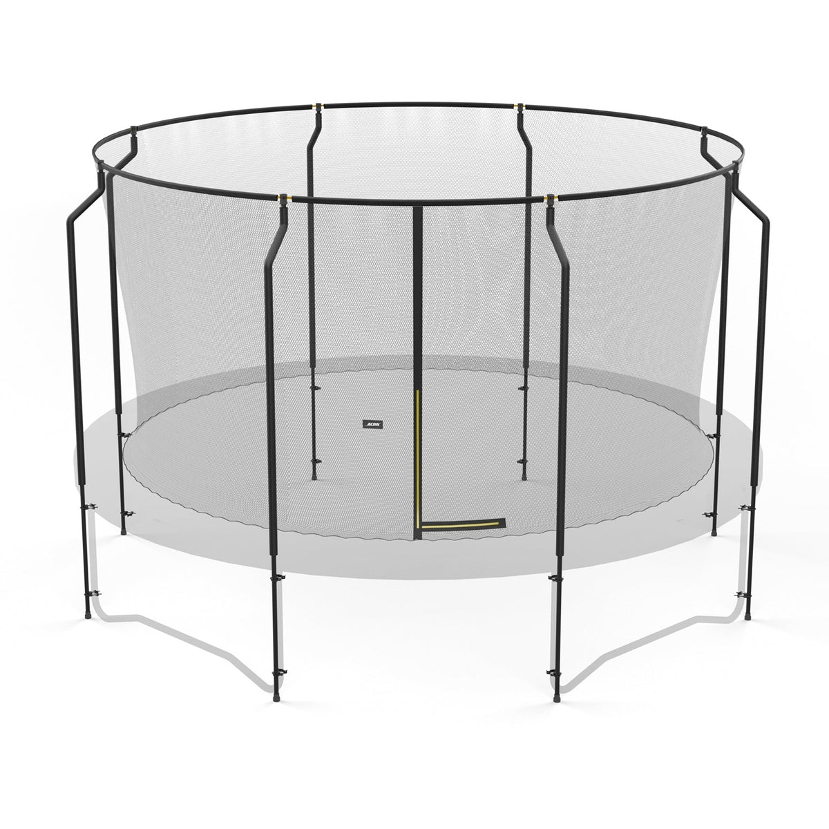 Filet premium ACON Air attaché au trampoline.