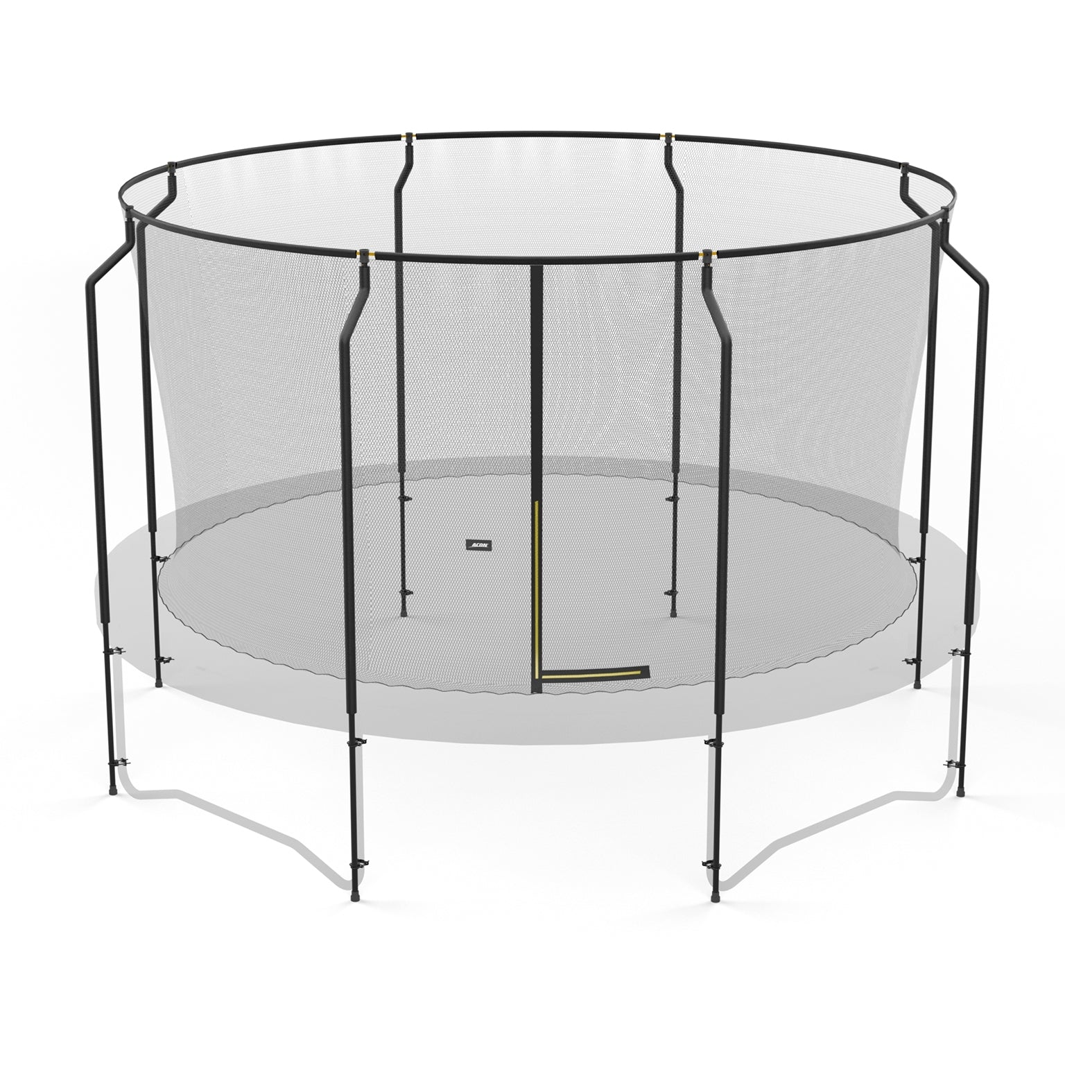 Filet premium ACON Air attaché au trampoline.