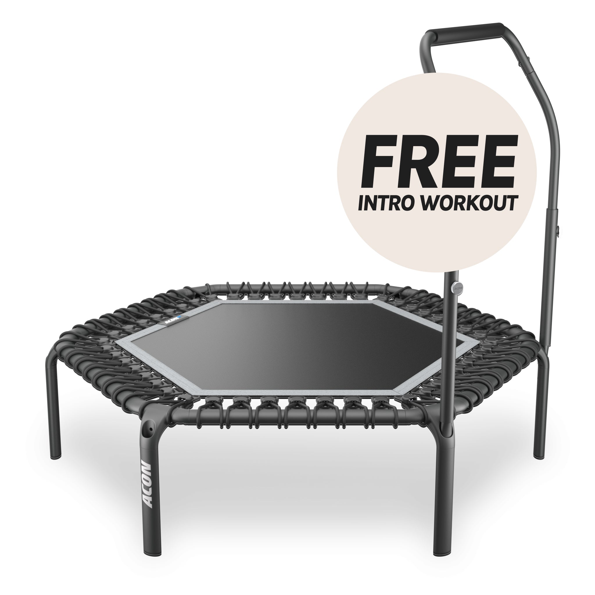 Trampoline de fitness hexagonal ACON Fit 1,41 m avec poignée Active, noir.