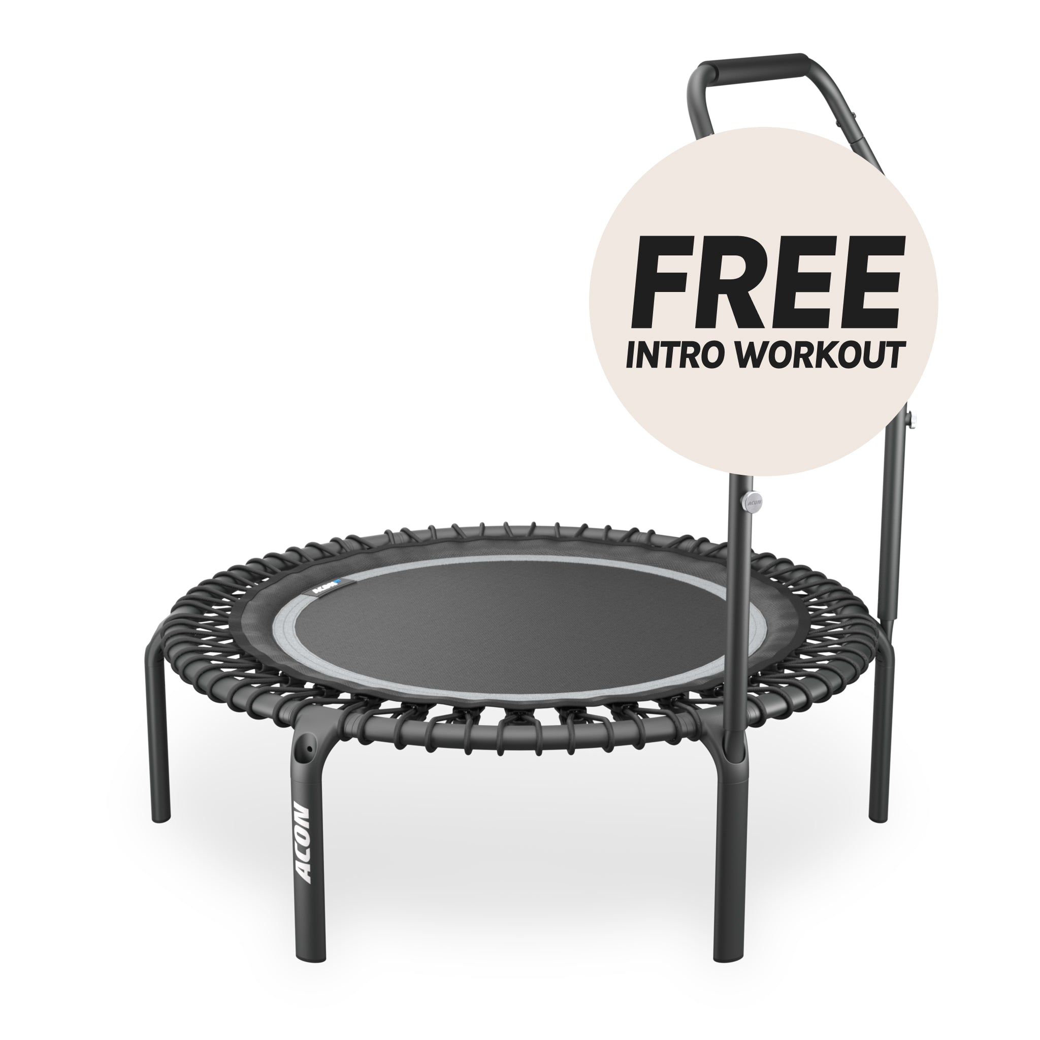 Trampoline de fitness rond ACON Fit 1,12 m avec poignée Active, noir. 