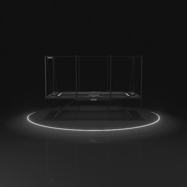 Animation du trampoline Acon X avec panier de basket et cage de football.