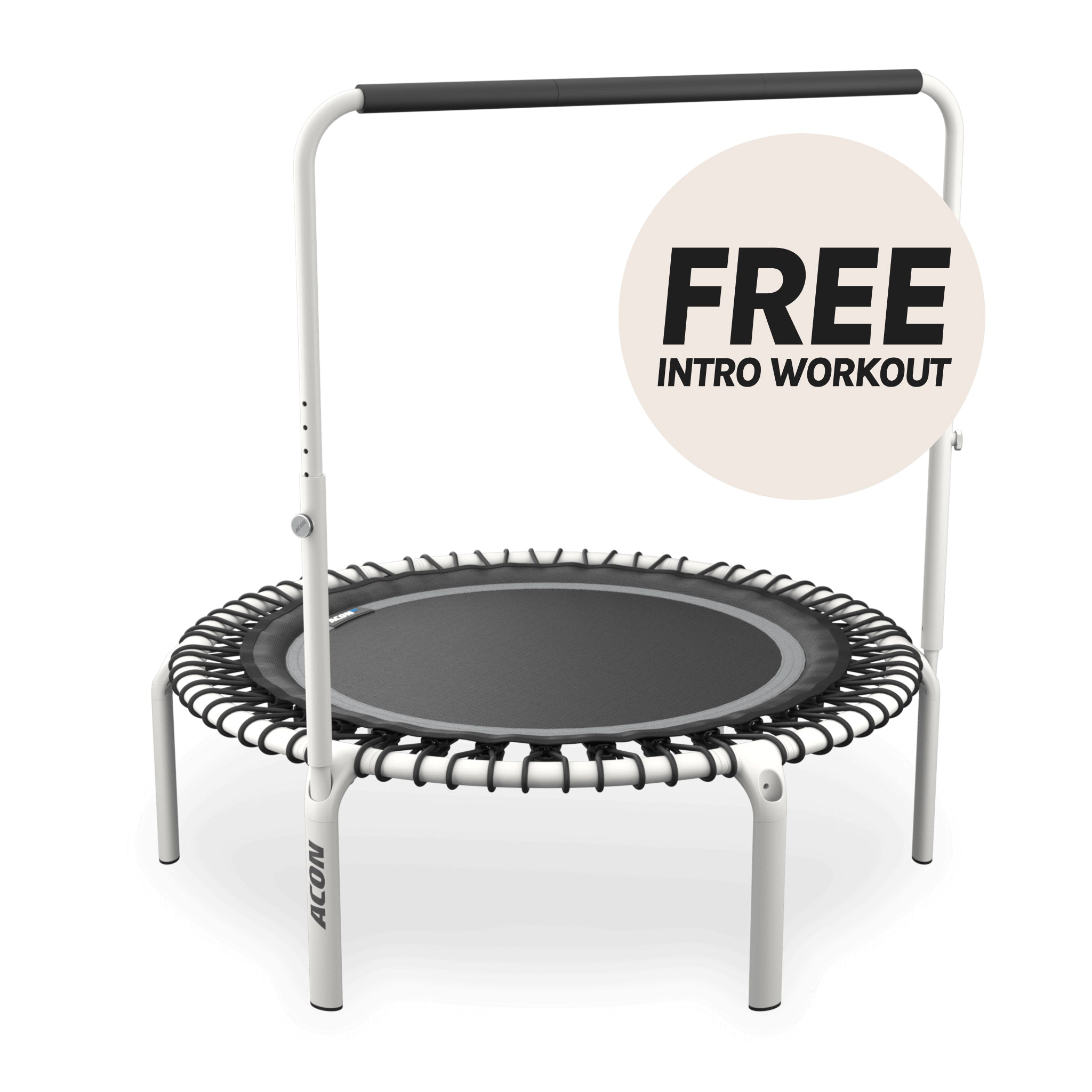 Trampoline de fitness rond ACON Fit 1,12 m avec poignée Balance, blanc.
