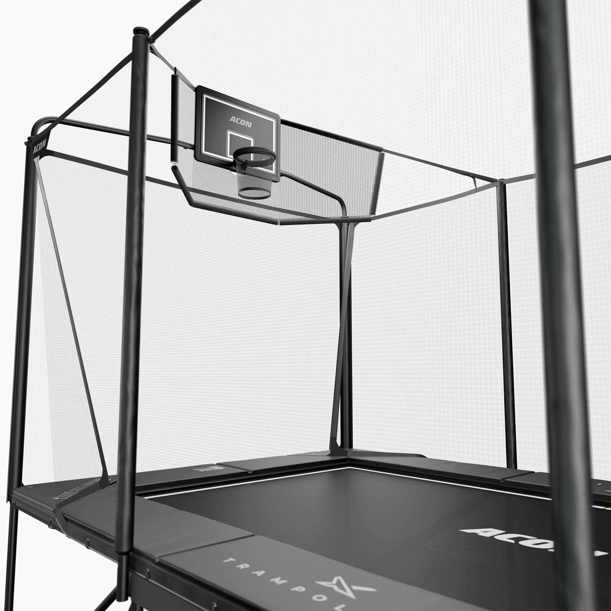 Cerceau de basket ACON X monté sur le trampoline Acon X 17ft.